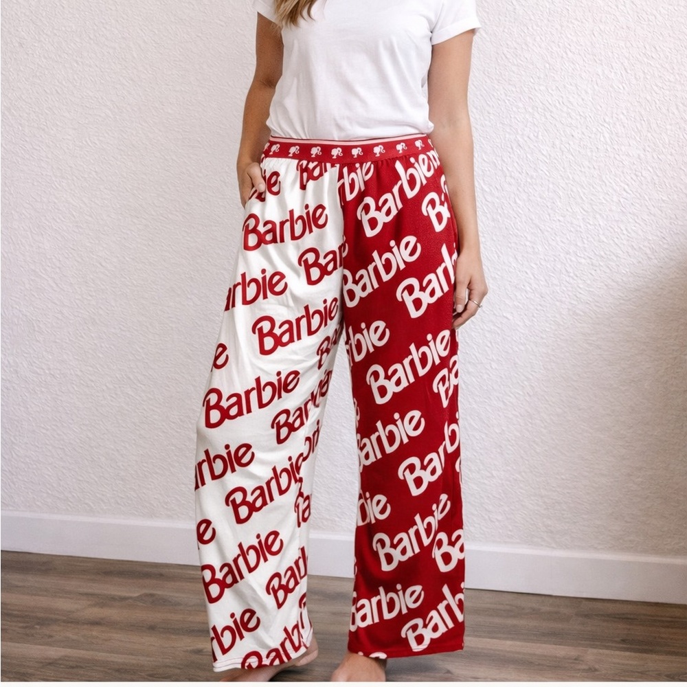 Barbie Logo Pajama Pants Women’s Size L Pink Graphic Lounge Sleepwear